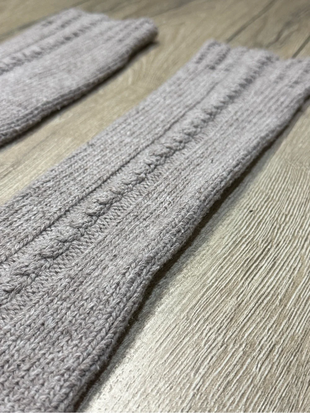 HUE Cable Knit Leg Warmers Taupe 24” Long Cozy Balletcore Boot Socks